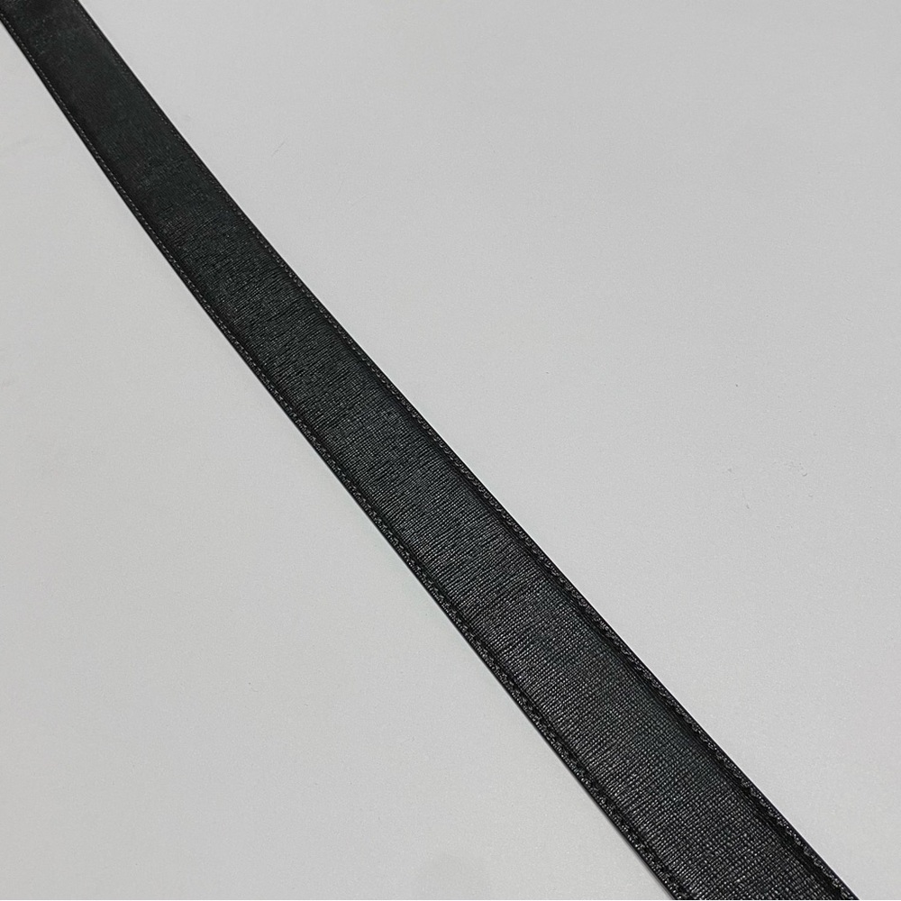 MONT BLANC black saffiano leather gold square buckle belt - Picture 4 of 11